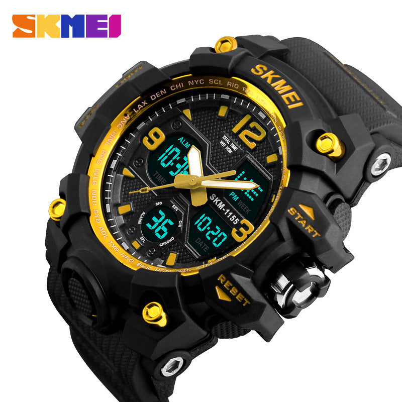 Timemei Men's Large Waterproof Electronic Watch Fashionable Multifunctional Outdoor Sports Watch Sports Watch Student Watch