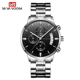 Stainless Steel Band Business Casual Calendar Quartz Watch Men's Waterproof Black Stainless Steel Wholesale Watch One Piece Dropshipping