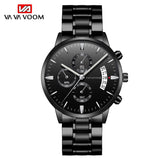 Stainless Steel Band Business Casual Calendar Quartz Watch Men's Waterproof Black Stainless Steel Wholesale Watch One Piece Dropshipping