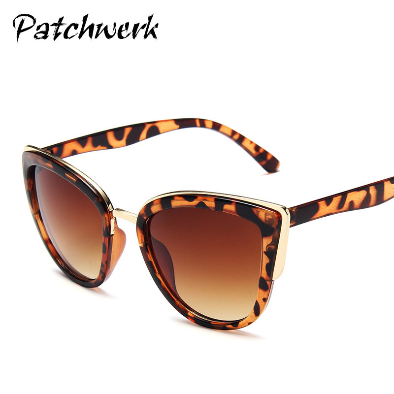 Ladies Fashion Cat Eye Sunglasses Personality Ins Wind Plastic Frame Glasses Leopard Print Color Cross-border AliExpress Sunglasses