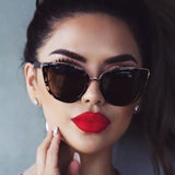 Ladies Fashion Cat Eye Sunglasses Personality Ins Wind Plastic Frame Glasses Leopard Print Color Cross-border AliExpress Sunglasses