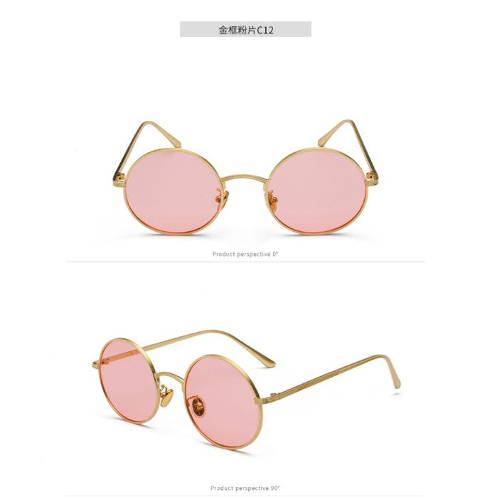 Metal round frame sunglasses female Korean version of the trendy retro punk style sunglasses male Harajuku style personality sunglasses 8343