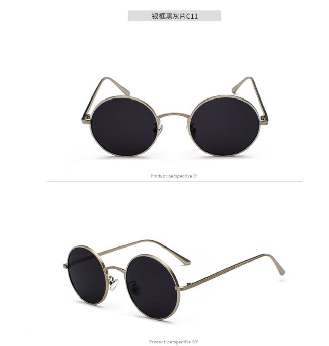 Metal round frame sunglasses female Korean version of the trendy retro punk style sunglasses male Harajuku style personality sunglasses 8343