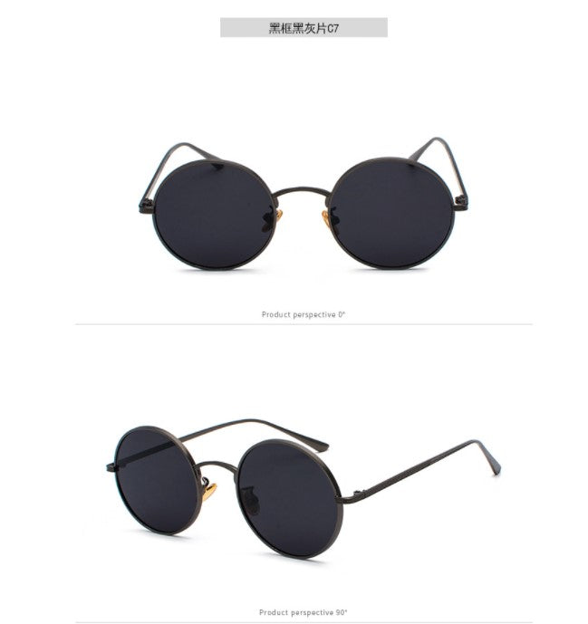 Metal round frame sunglasses female Korean version of the trendy retro punk style sunglasses male Harajuku style personality sunglasses 8343