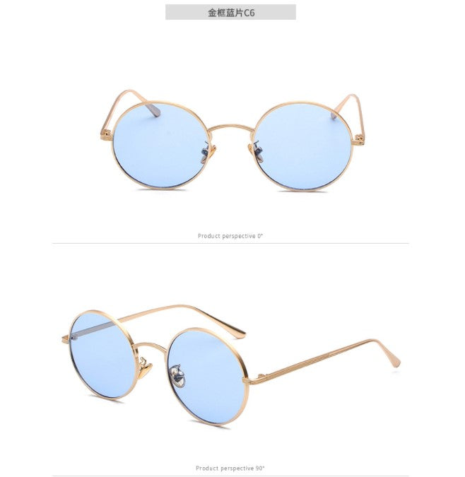 Metal round frame sunglasses female Korean version of the trendy retro punk style sunglasses male Harajuku style personality sunglasses 8343