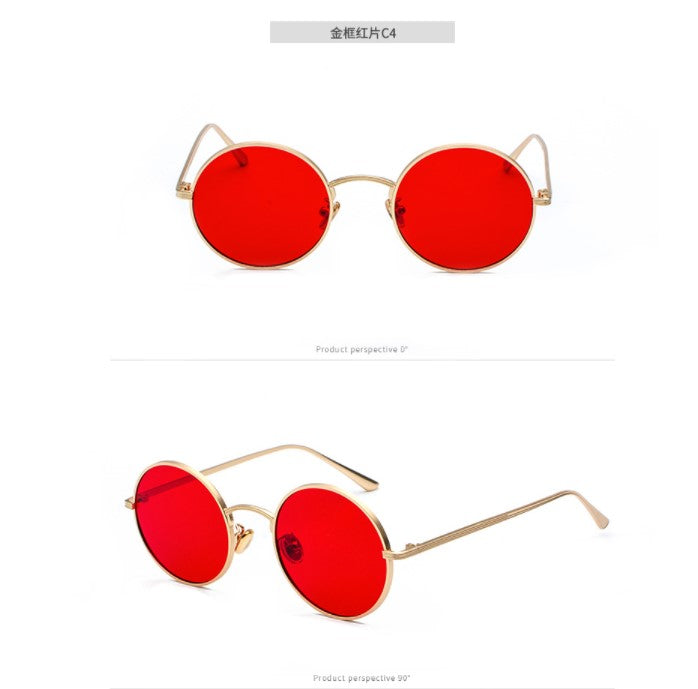 Metal round frame sunglasses female Korean version of the trendy retro punk style sunglasses male Harajuku style personality sunglasses 8343