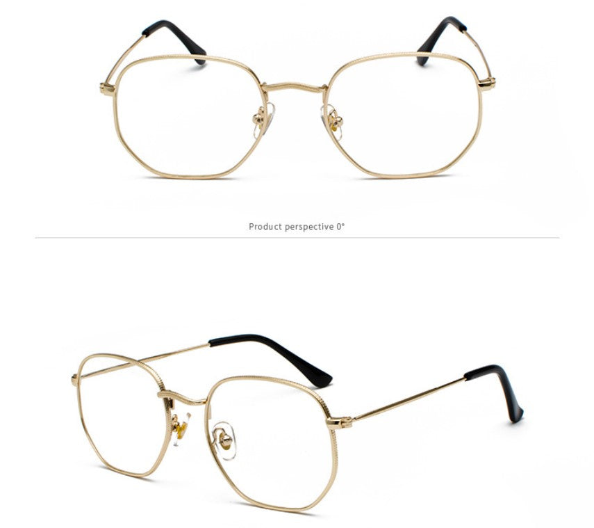 Harajuku personality irregular sunglasses  fashion metal glasses men's literary style sunglasses 7006