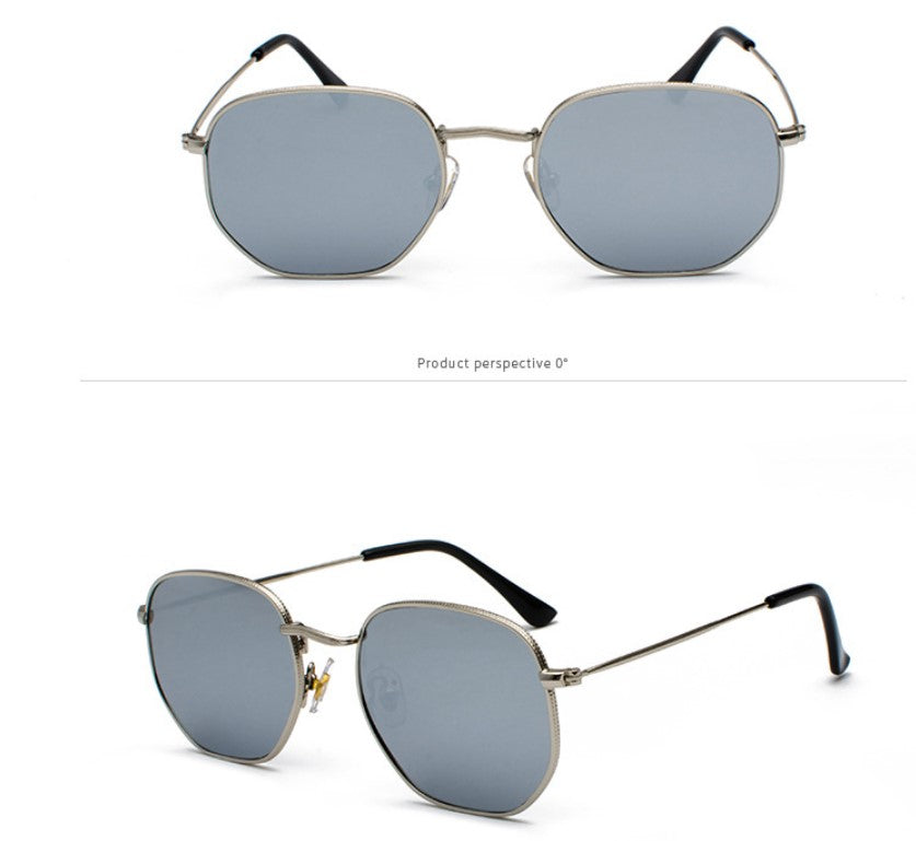 Harajuku personality irregular sunglasses  fashion metal glasses men's literary style sunglasses 7006