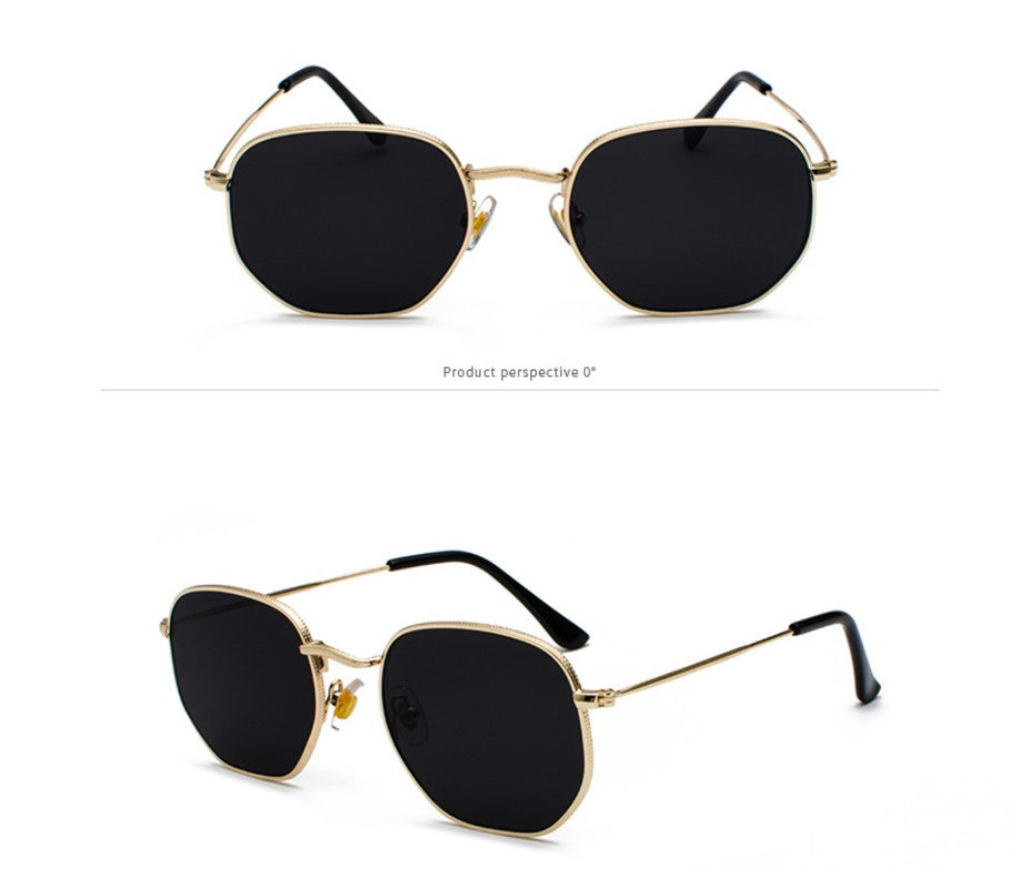 Harajuku personality irregular sunglasses  fashion metal glasses men's literary style sunglasses 7006