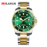 Green gold stainless steel belt watch students waterproof luminous watch sports and leisure calendar with the same men's watch