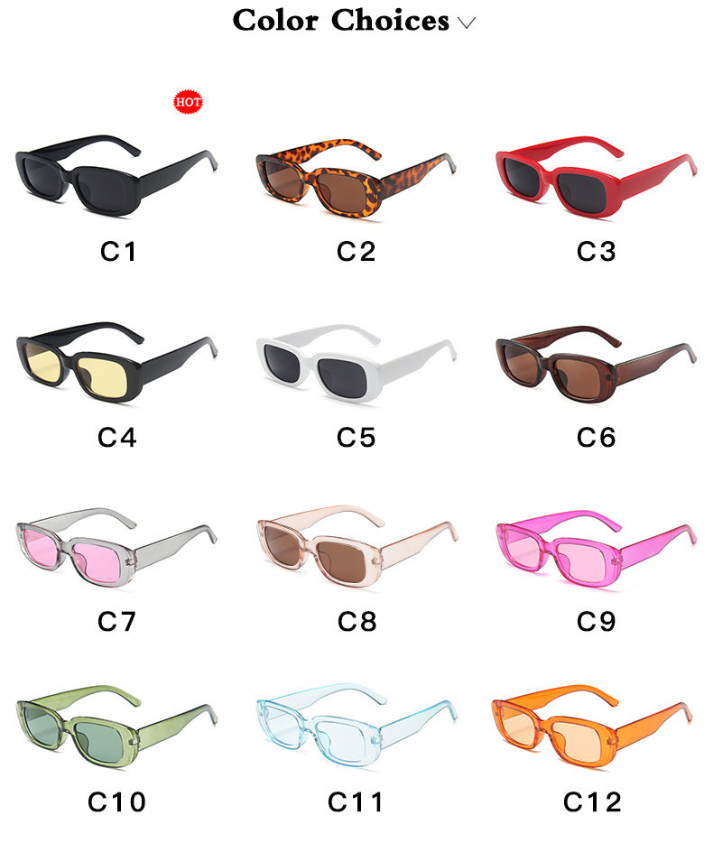 European and American trend small frame sunglasses female cross-border foreign trade square sunglasses olive green colorful ins street shooting glasses