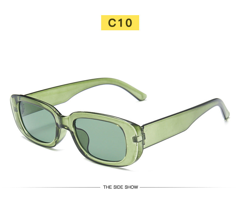 European and American trend small frame sunglasses female cross-border foreign trade square sunglasses olive green colorful ins street shooting glasses