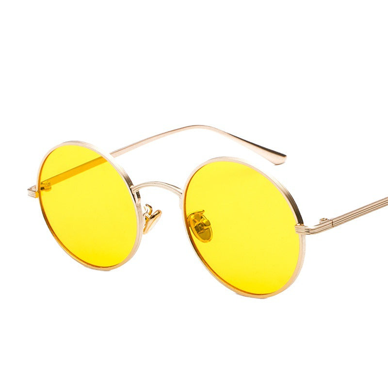 Metal round frame sunglasses female Korean version of the trendy retro punk style sunglasses male Harajuku style personality sunglasses 8343