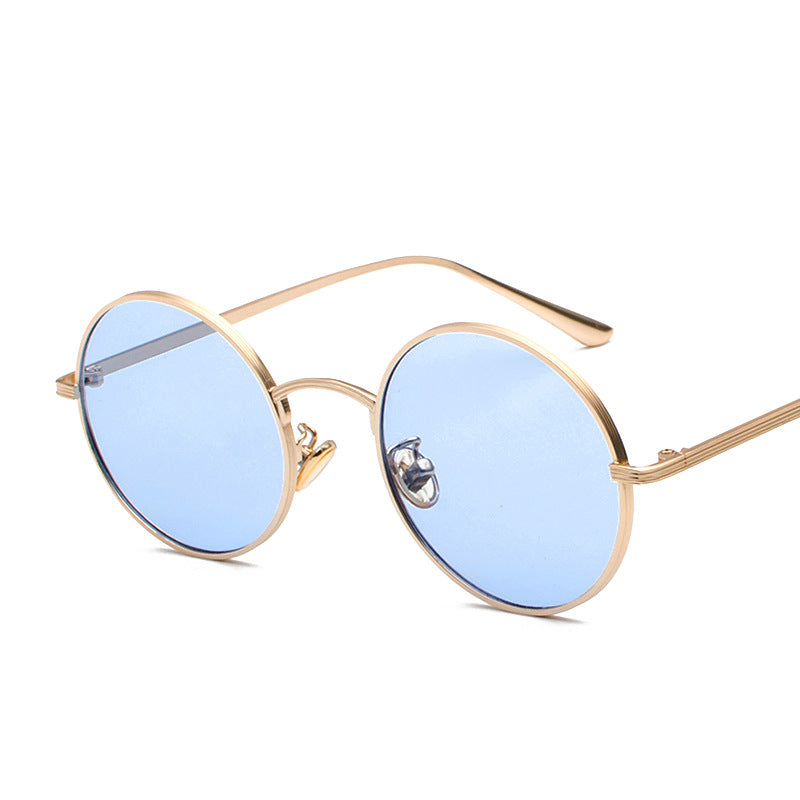 Metal round frame sunglasses female Korean version of the trendy retro punk style sunglasses male Harajuku style personality sunglasses 8343