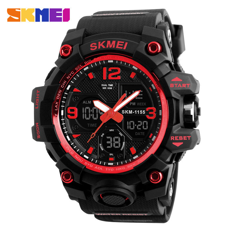 Timemei Men's Large Waterproof Electronic Watch Fashionable Multifunctional Outdoor Sports Watch Sports Watch Student Watch