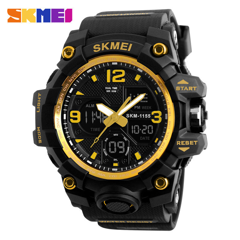 Timemei Men's Large Waterproof Electronic Watch Fashionable Multifunctional Outdoor Sports Watch Sports Watch Student Watch