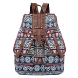 New ethnic style retro pattern backpack canvas women's bag fashion personality travel drawstring small backpack wholesale