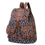 New ethnic style retro pattern backpack canvas women's bag fashion personality travel drawstring small backpack wholesale