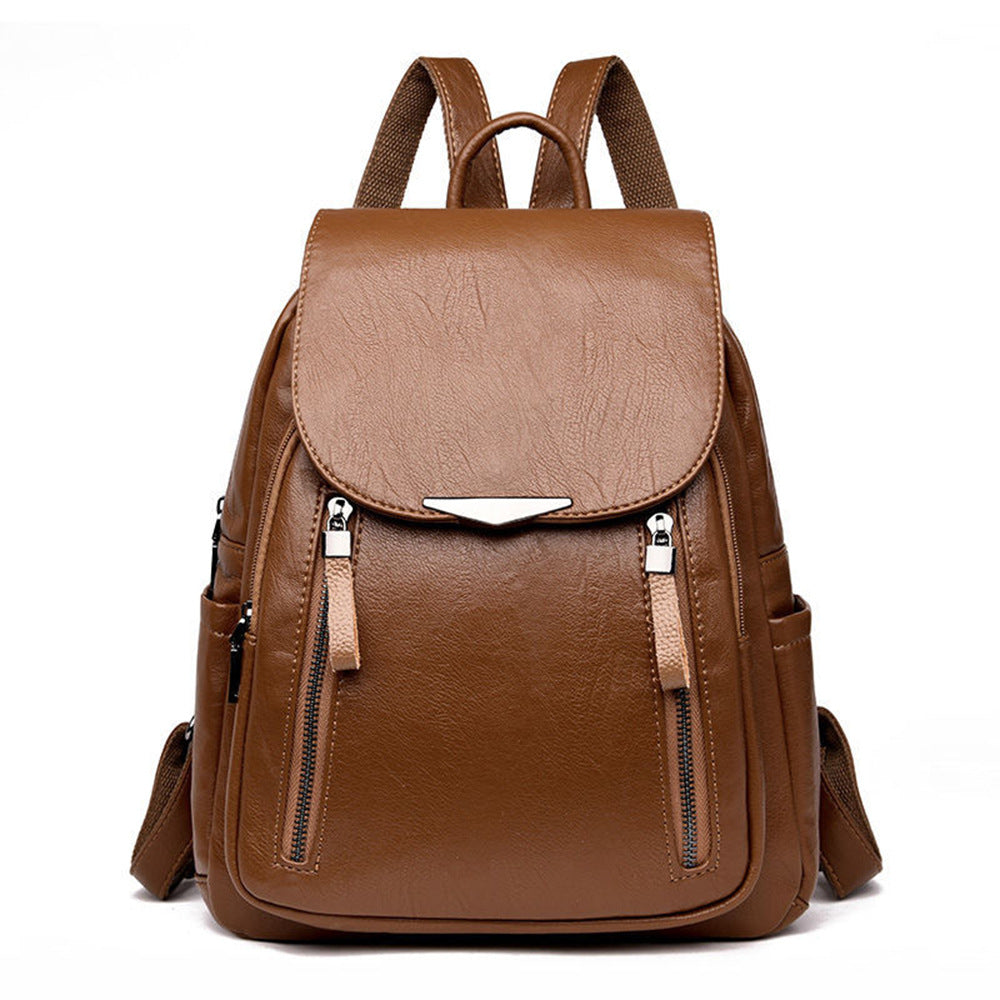 Women backpack 2024 women polyurethane leather backpack large capacity school bag zipper style backpack