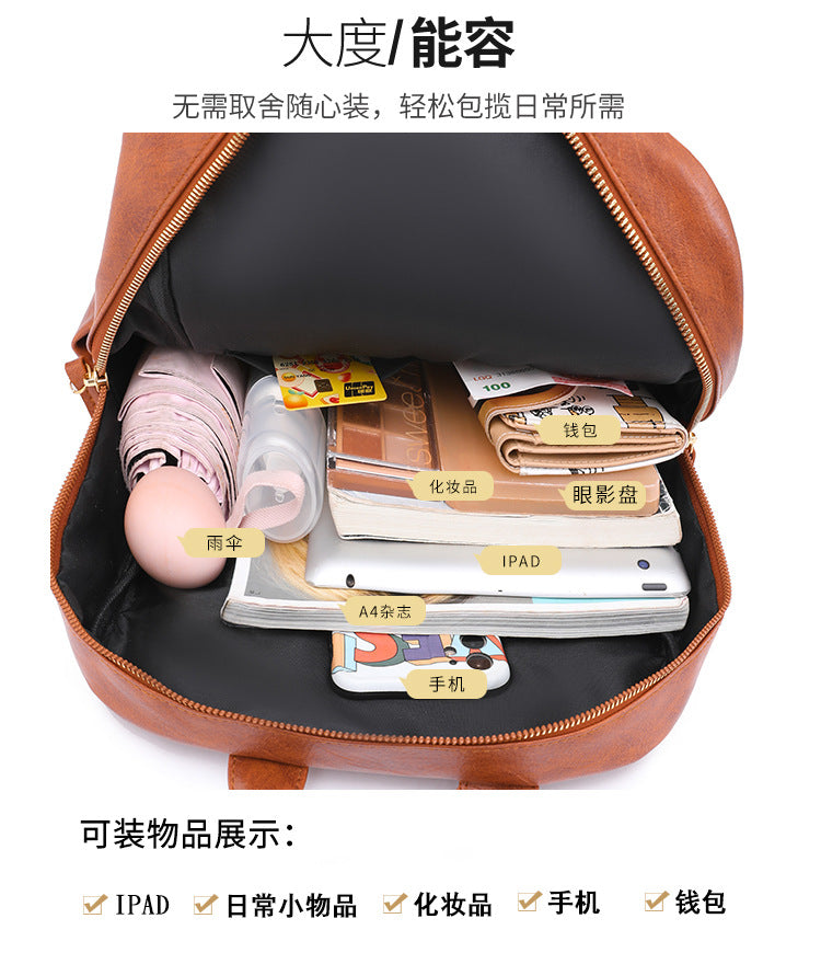 New Korean version of the versatile backpack female European and American fashion outdoor travel bag large capacity retro business computer backpack