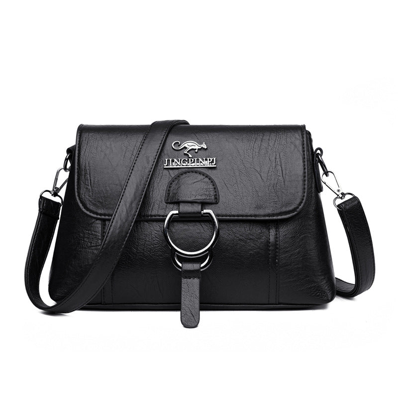 Soft leather women's bag 2024 new Portugal version fashion all-match large-capacity one-shoulder Messenger portable middle-aged mother bag