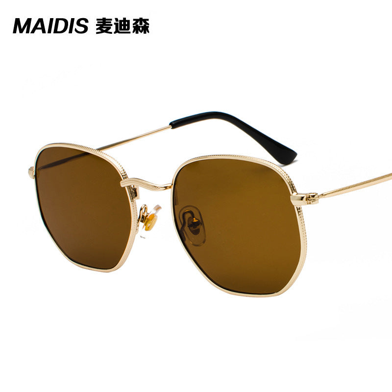 Harajuku personality irregular sunglasses  fashion metal glasses men's literary style sunglasses 7006