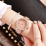 Full diamond Roman literal cornucopia steel belt full of stars watch female rhinestone large dial quartz female watch luminous genuine