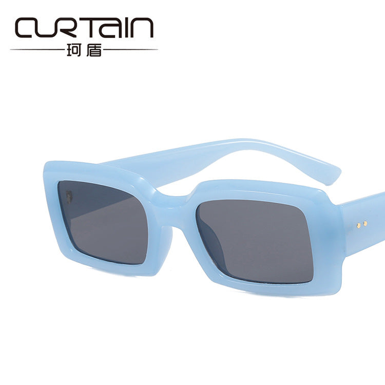 2024 new small frame rice nail sunglasses jelly color net red ins fashion square sunglasses cross-border sunglasses