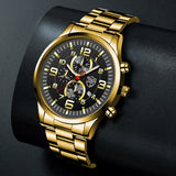 DEYROS Gold Watch Big Dial Men's Watch Middle East Explosive Luminous Calendar Steel Band Men's Watch