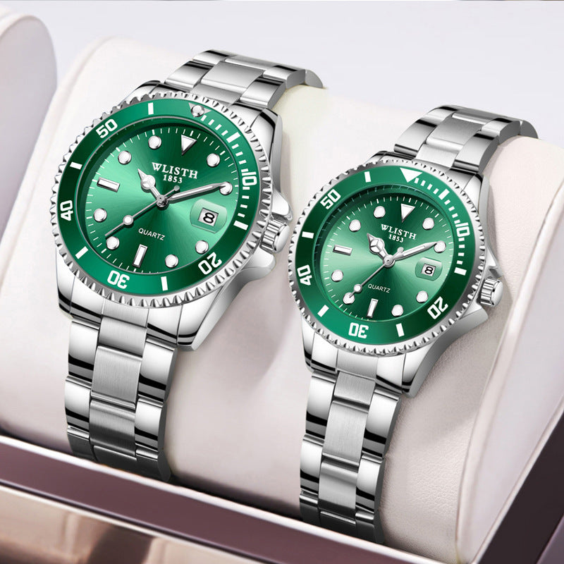 Watch men's calendar green black water ghost waterproof men's watch steel belt quartz watch foreign trade watch wholesale gift watch