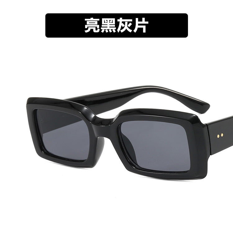 2024 new small frame rice nail sunglasses jelly color net red ins fashion square sunglasses cross-border sunglasses