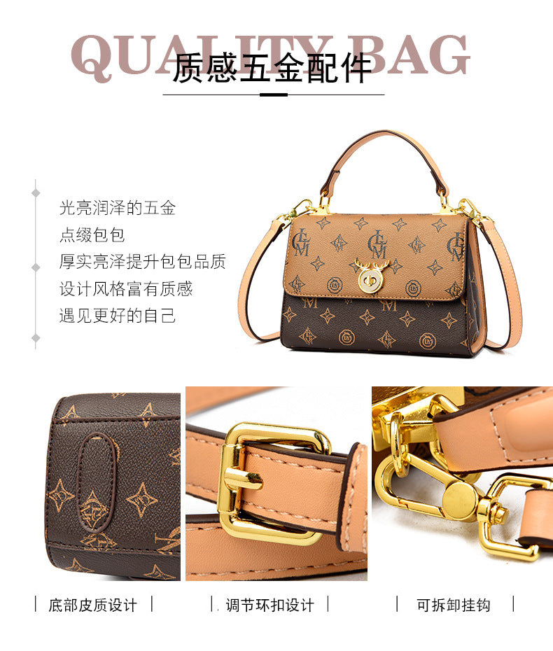 Bag women's bag 2025 new trend lady's small square bag printing contrast color one shoulder underarm Messenger handbag small bag