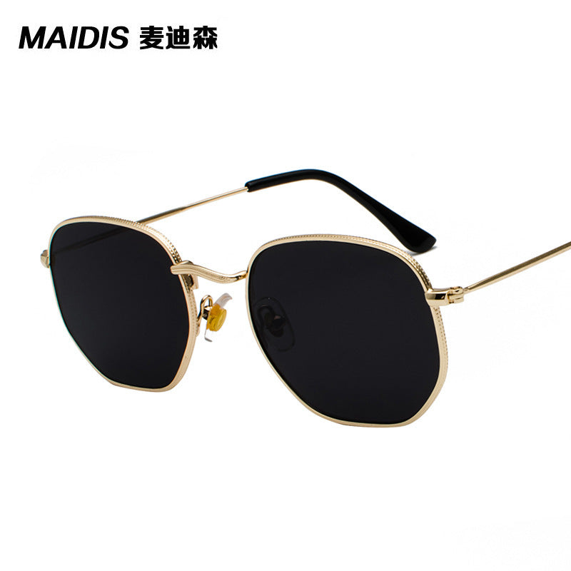 Harajuku personality irregular sunglasses  fashion metal glasses men's literary style sunglasses 7006