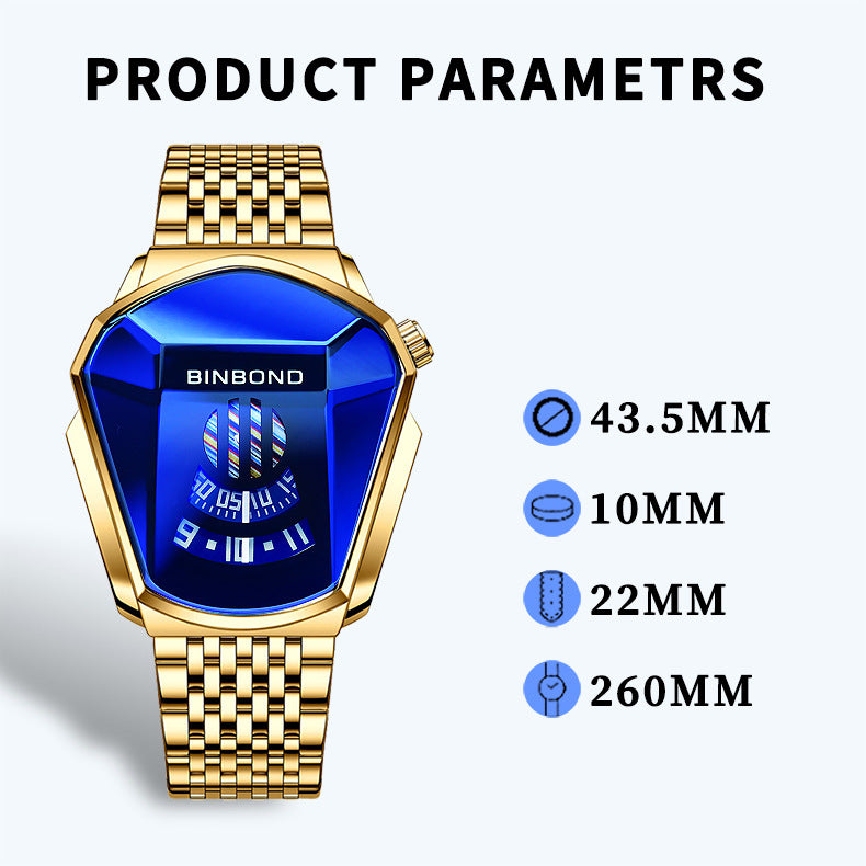 Cross-border shrimp skin men's watch trend shopee watch style locomotive concept watch men's live black technology watch