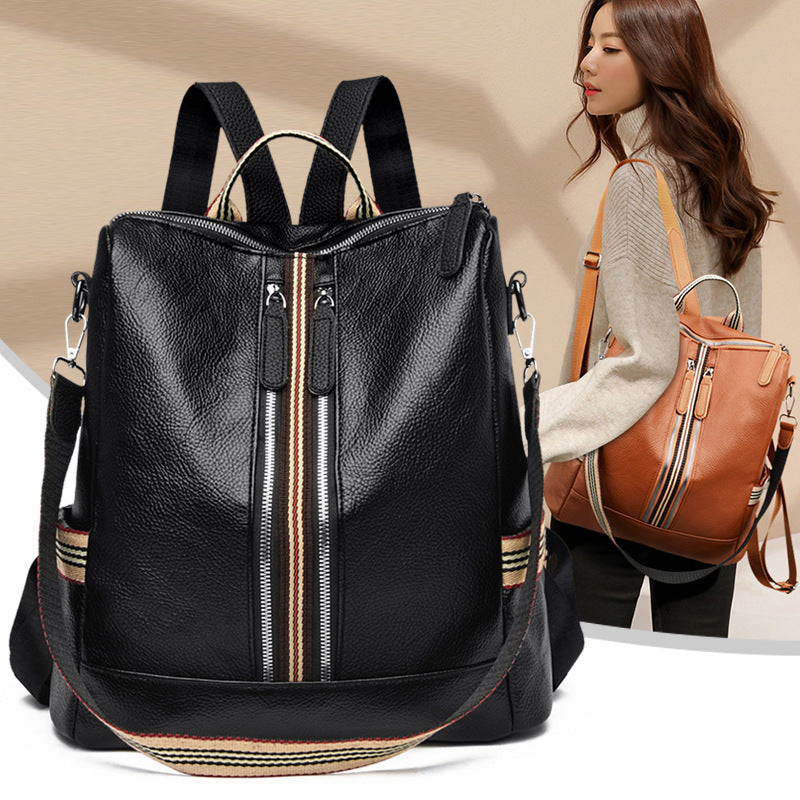 Bag women's trendy backpack women's 2024 new fashion FR student schoolbag one-shoulder portable multi-purpose retro backpack