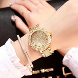 Full diamond Roman literal cornucopia steel belt full of stars watch female rhinestone large dial quartz female watch luminous genuine