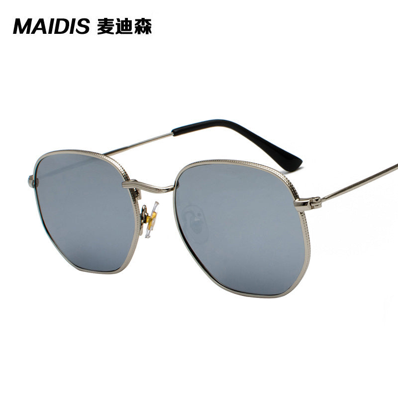 Harajuku personality irregular sunglasses  fashion metal glasses men's literary style sunglasses 7006