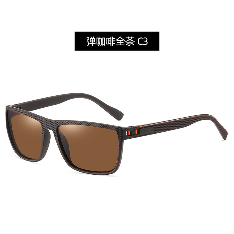 New Polarized Sunglasses PC Spring Leg Men's Sun Shade Sunglasses Fashion Classic Square Frame Outdoor Sports Glasses