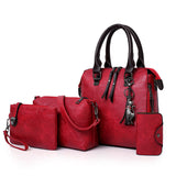 European and American retro cross-border wholesale women's bags 2025 new mother-in-law bag oily leather shoulder four-piece set women's handbag