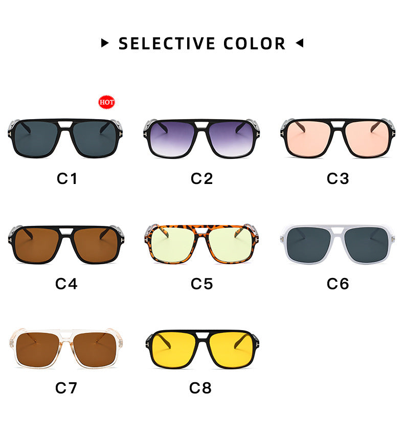 Classic T-shaped Midin large frame wide-brimmed sunglasses retro modern catwalk sunglasses fashion street shooting niche glasses