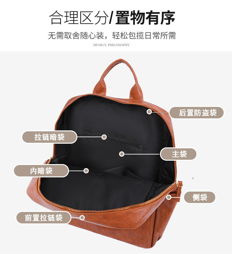 New Korean version of the versatile backpack female European and American fashion outdoor travel bag large capacity retro business computer backpack