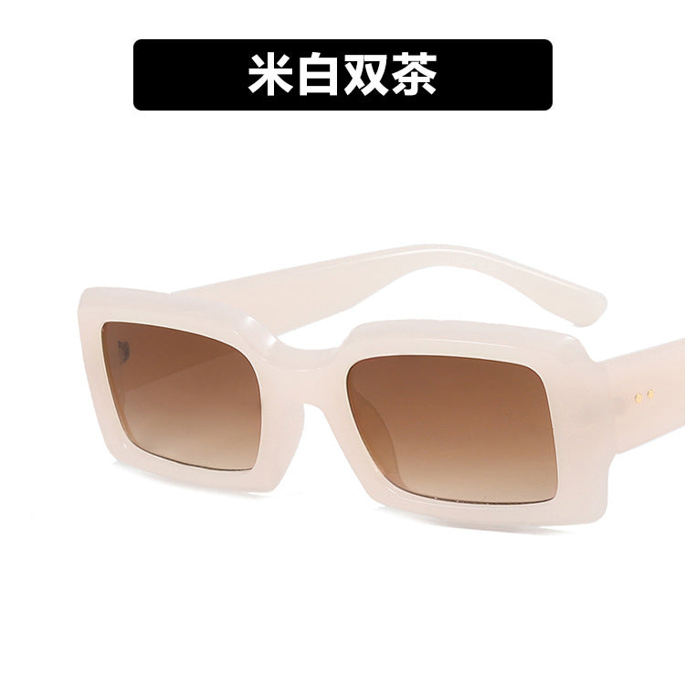 2024 new small frame rice nail sunglasses jelly color net red ins fashion square sunglasses cross-border sunglasses