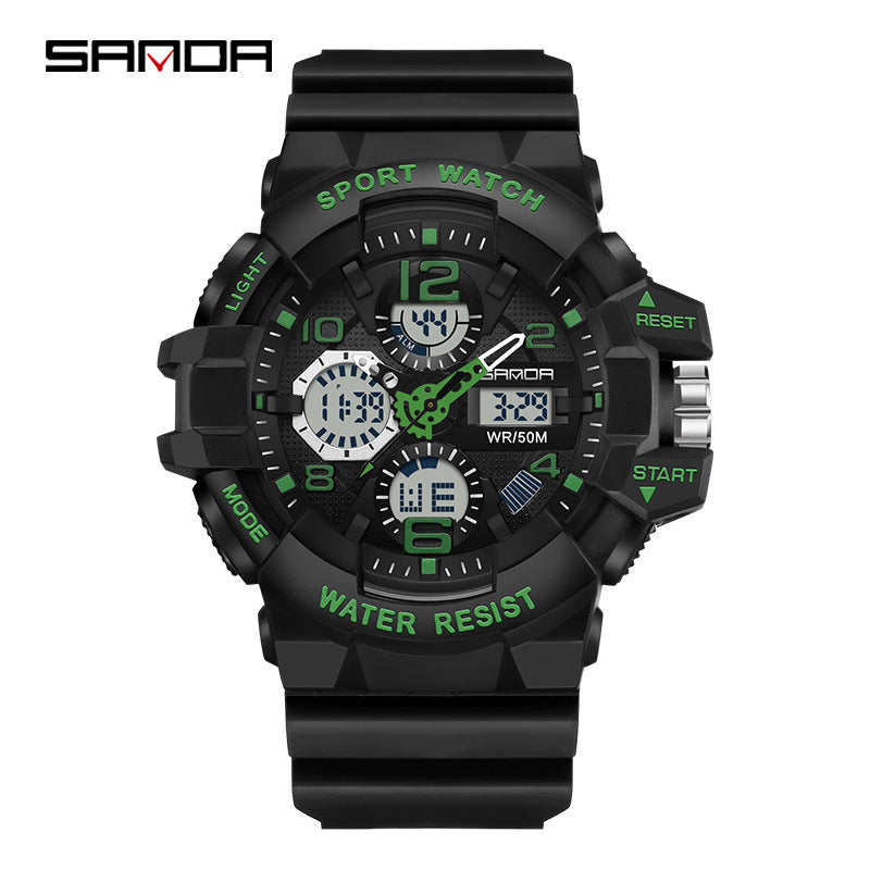 Sanda New Fashionable Multi-Functional Watch Men's Waterproof Luminous Outdoor Sports All-Match Electronic Watch