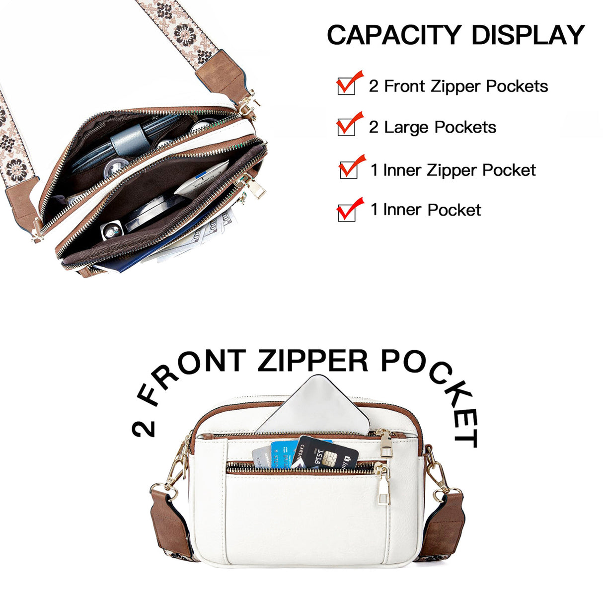 Spot cross-border hot selling European and American color matching multifunctional zipper messenger bag square bag PU shoulder bag wallet adjustable shoulder strap