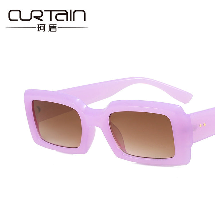 2024 new small frame rice nail sunglasses jelly color net red ins fashion square sunglasses cross-border sunglasses