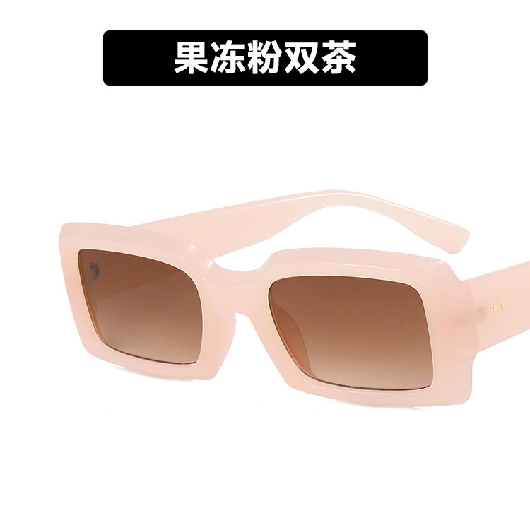 2024 new small frame rice nail sunglasses jelly color net red ins fashion square sunglasses cross-border sunglasses