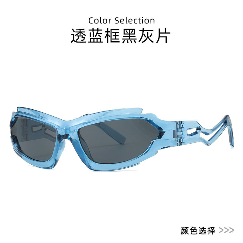 2025 new future technology sunglasses for men European and American ins personality concave cat-eye sunglasses for women wholesale