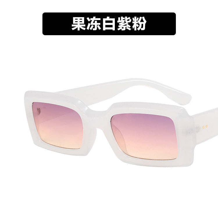 2024 new small frame rice nail sunglasses jelly color net red ins fashion square sunglasses cross-border sunglasses